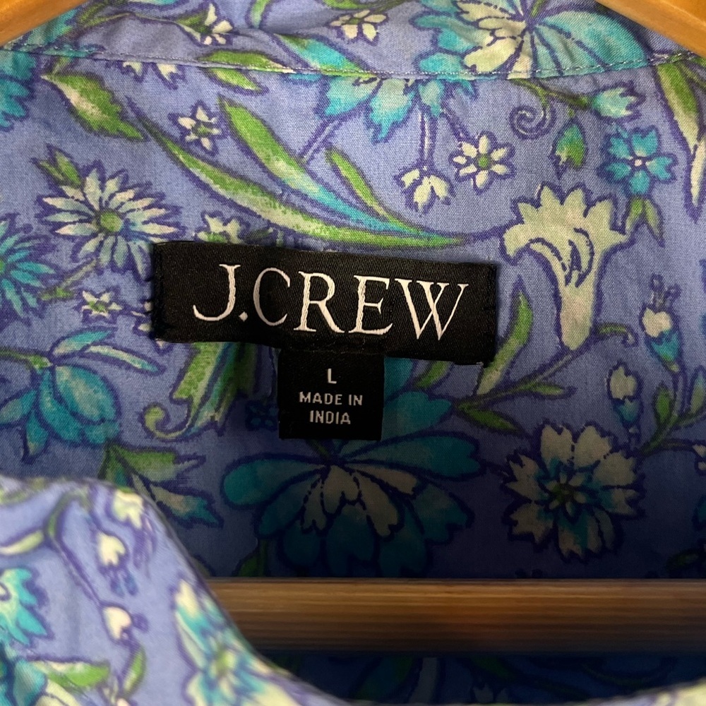 J. Crew Fresco Top In Floral Cotton Poplin blue size large - Picture 5 of 7